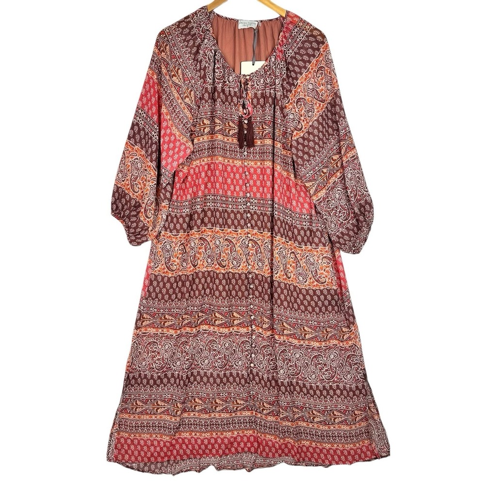 Dress Forum Boho Paisley Midi‎ Dress NWT Small Festival